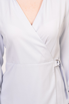 Блуза классическая на запах из вискозы для делового и повседневного стиля Domna 528 светло-серый - фото 5