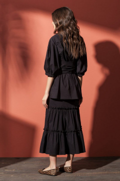 Юбка хлопковая миди с обтачкой и воланами Nova Line 3509 чёрный - фото 2