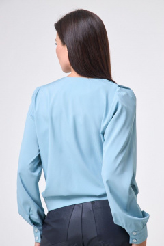Блуза с запахом и складками из хлопка Anelli 829 морской - фото 5