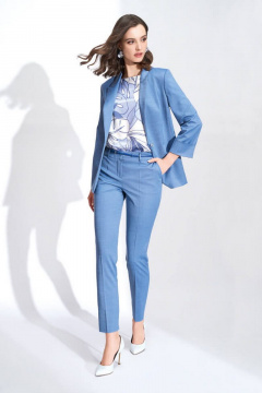 Голубые женские брюки с стрелками и заужением Nelva 3715 синий - фото 1