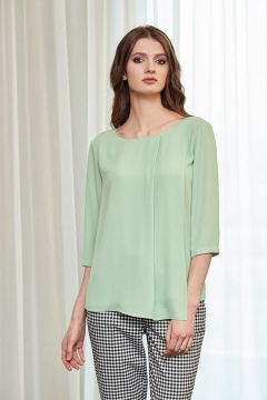 Блуза из шифона с каплевидным вырезом и складками Nelva 22123 мятный - фото 1