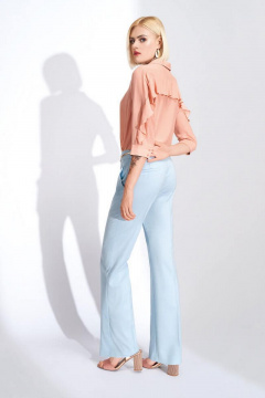 Блуза из шифона с округлым вырезом и рукавом 3/4 Nelva 22136 персиковый - фото 2