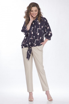 Блузка из текстиля с удлиненными деталями и завязками Matini 4.1527 синий - фото 5