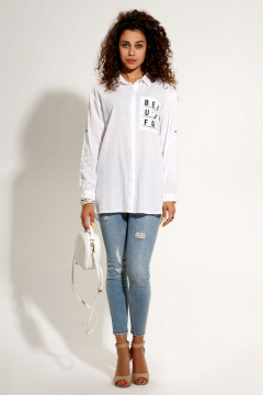 Юбка-трапеция из рогожки, с удобными внутренними карманами Панда 50340z белый - фото 1