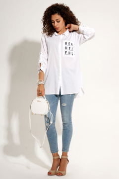 Юбка-трапеция из рогожки, с удобными внутренними карманами Панда 50340z белый - фото 2