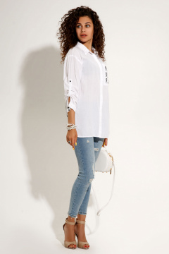 Юбка-трапеция из рогожки, с удобными внутренними карманами Панда 50340z белый - фото 3