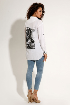 Юбка-трапеция из рогожки, с удобными внутренними карманами Панда 50340z белый - фото 4