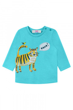 Лонгслив из трикотажа с тигриным принтом для юных модников Bell Bimbo 190099 св.бирюза - фото 1