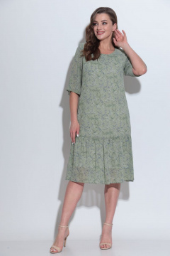 Платье летнее прямого силуэта из шифона с воланом Fortuna ШЖ 669 св.зелень - фото 1