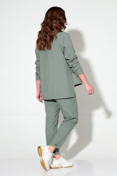 Костюм 2-ка куртка и брюки зауженные с накладными карманами Liona Style 694 пепельно-зеленый - фото 3