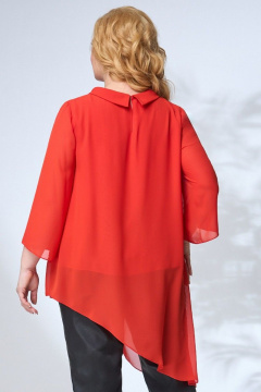 Удлиненная свободная блуза с асимметричным низом на завязках Angelina & Сo 666 красный - фото 2