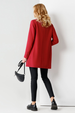 Длинный демисезонный жакет из текстиля с карманами и без застежки Панда 58830w красный - фото 2