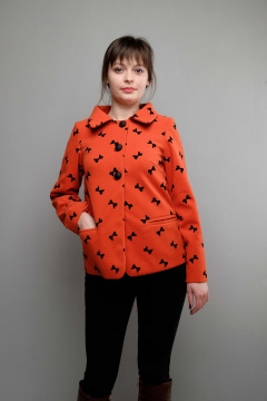 Демисезонный красный трикотажный жакет А-силуэт с карманами Mita ЖМ993 красный - фото 1