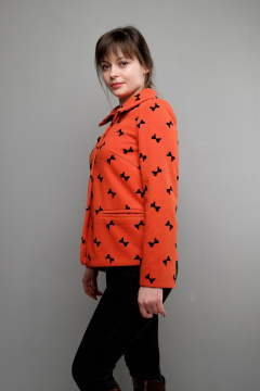 Демисезонный красный трикотажный жакет А-силуэт с карманами Mita ЖМ993 красный - фото 3