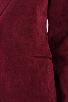 Костюм из текстиля с укороченным пиджаком и зауженными брюками Domna 16003 бордовый - фото 4