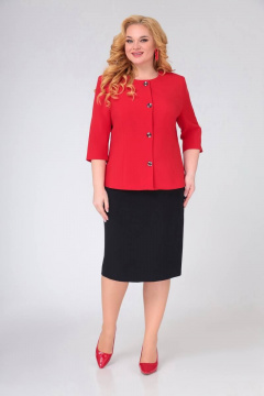 Демисезонный жакет полуприлегающего силуэта из костюмной ткани Swallow 521 красный - фото 4