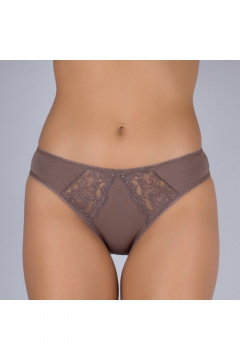 Трусы из хлопкового трикотажа с кружевной отделкой и коричневым цветом Verally 1064-2 перец - фото 1