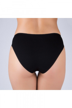 Трусы из хлопкового трикотажа с кружевной отделкой и средней линией Verally 1064-1 черный - фото 3