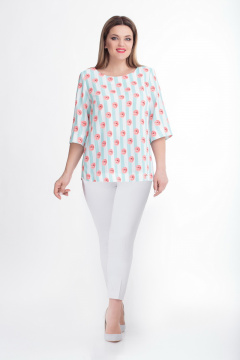 Туника на каждый день с коротким рукавом и фигурной нижней отделкой DaLi 3152 розочки - фото 1