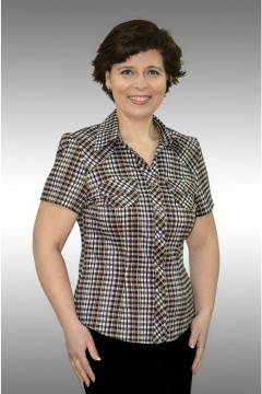 Блуза из хлопка коричневая в повседневном стиле Таир-Гранд 6292-2 коричн клетка - фото 1