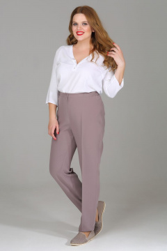 Классические зауженные брюки из текстиля с поясом и карманами DNM 012 кофе - фото 1