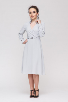 Платье миди с приталенным силуэтом и V-образным вырезом Domna 472(164) серый - фото 5