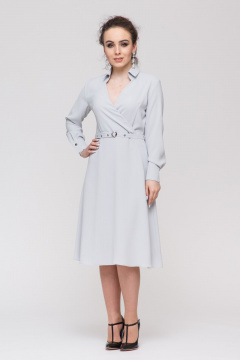Платье миди с приталенным силуэтом и V-образным вырезом Domna 472(164) серый - фото 1