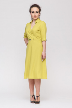 Платье миди с расклешенной юбкой и поясом Domna 474(164) лимонный - фото 1