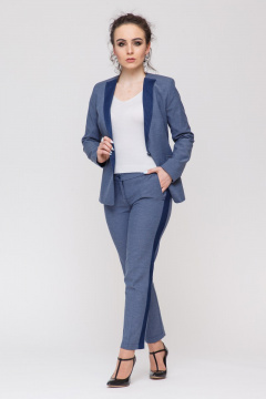 Синий костюм из вискозы с зауженными брюками и приталенным жакетом Domna 16043(170) - фото 1