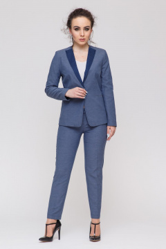 Синий костюм из вискозы с зауженными брюками и приталенным жакетом Domna 16043(170) - фото 2