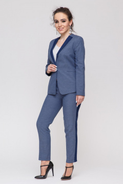 Синий костюм из вискозы с зауженными брюками и приталенным жакетом Domna 16043(170) - фото 3