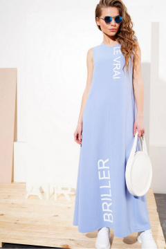 Голубое платье на каждый день из текстиля комфортное AIRIN 1641 - фото 1
