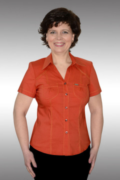 Летняя хлопковая блуза с ярким цветовым решением Таир-Гранд 6293-2 терракот - фото 1