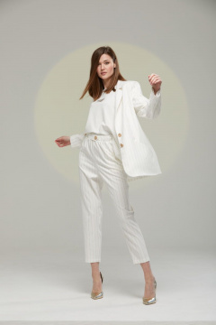 Комбинированный костюм из вискозы: брюки и жакет Luna 044 молоко - фото 3