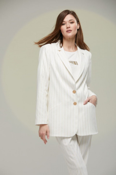 Комбинированный костюм из вискозы: брюки и жакет Luna 044 молоко - фото 2