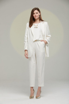 Комбинированный костюм из вискозы: брюки и жакет Luna 044 молоко - фото 1