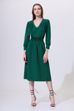 Зеленое платье с кокетками, сборками и резинками Орхидея 1133 зеленый - фото 1