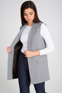 Длинный жилет с рельефами и однобортной застежкой IVARI 204 гусиная_лапка - фото 2