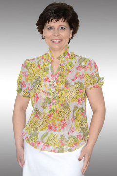 Летняя шифоновая блуза с мультипринтом и рукавом Таир-Гранд 6296-2 желтый - фото 1