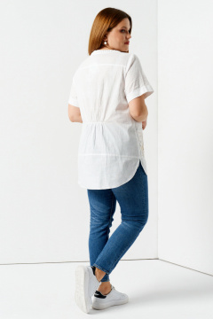 Белая летняя блуза с вышивкой и рукавом 3/4 Панда 95140w белый - фото 2