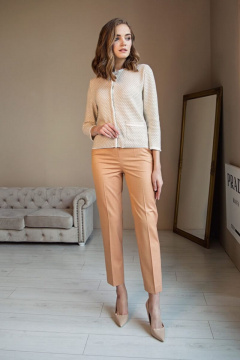 Брюки из вискозы и шерсти с укороченным кроем и стрелками Nelva 3722 карамельный - фото 1