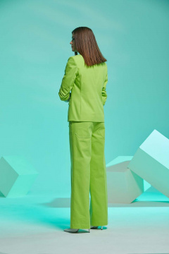 Костюм женский: жакет полуприталенного силуэта и брюки палаццо Andina 902 лайм - фото 5