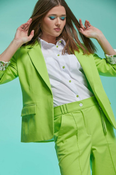 Костюм женский: жакет полуприталенного силуэта и брюки палаццо Andina 902 лайм - фото 4