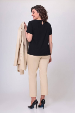 Блуза приталенного силуэта из итальянского крепа Swallow 534 черный - фото 3