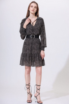 Платье весенне-осеннее из шифона с воланом и V-образным вырезом Орхидея 1139 - фото 4