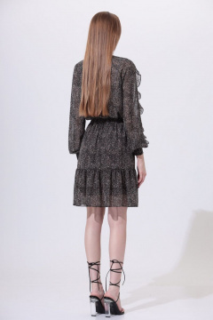 Платье весенне-осеннее из шифона с воланом и V-образным вырезом Орхидея 1139 - фото 2