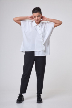 Рубашка ассиметричная до бедра с коротким рукавом Anelli 1227 белый - фото 4