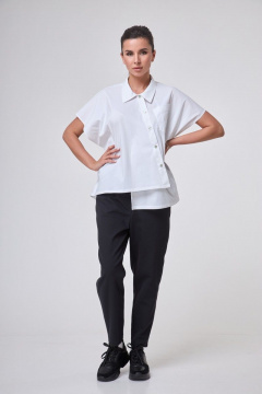 Рубашка ассиметричная до бедра с коротким рукавом Anelli 1227 белый - фото 3