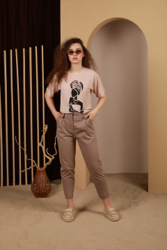 Летняя футболка с принтом в стиле ручной работы Amberа 230-1 песок - фото 1