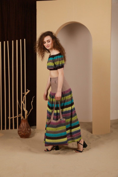 Короткий топ из вискозы с резинкой и глубоким вырезом Amberа 235 кофе - фото 2